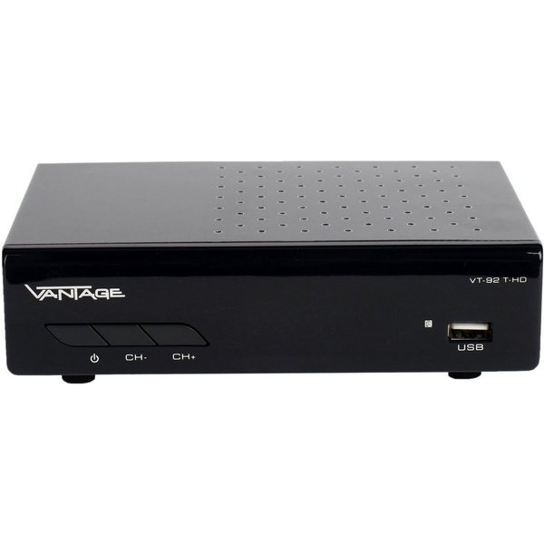 Vantage VT-92 DVB-T2 HD Receiver (1080p Full HDTV, USB, HDMI, SCART, Coaxial, 12 V)