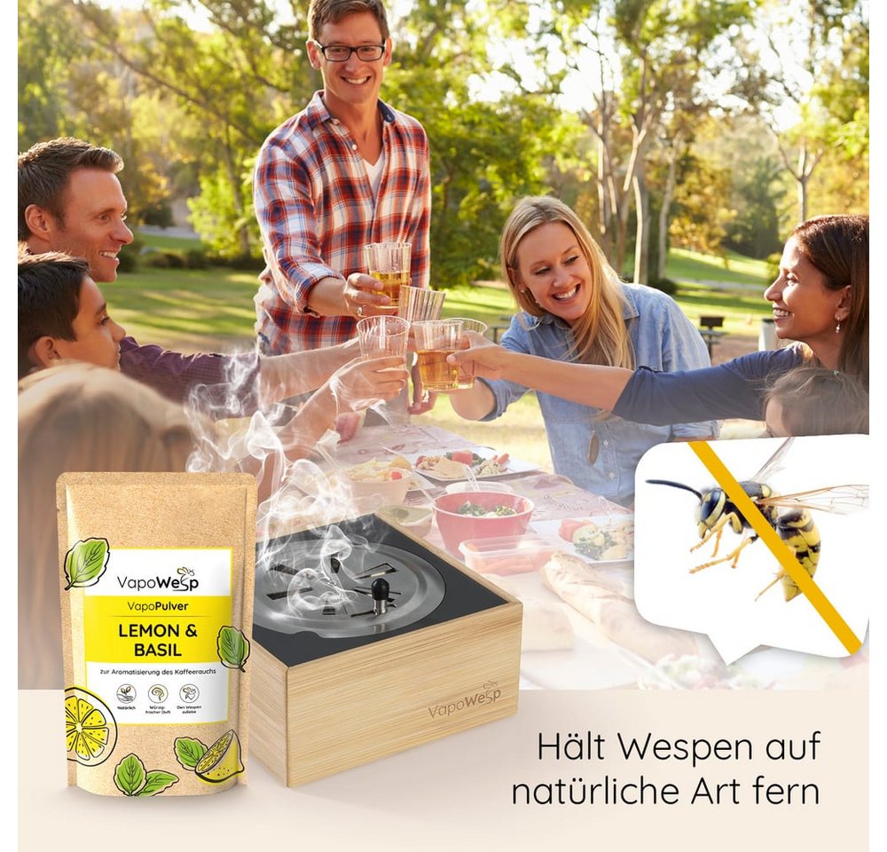 VapoWesp Wespennestattrappe, VapoPulver verschiedene Sorten je 100g, Aromatischer Duft für die VapoWesp Räucherbox – Bild 5 von 5