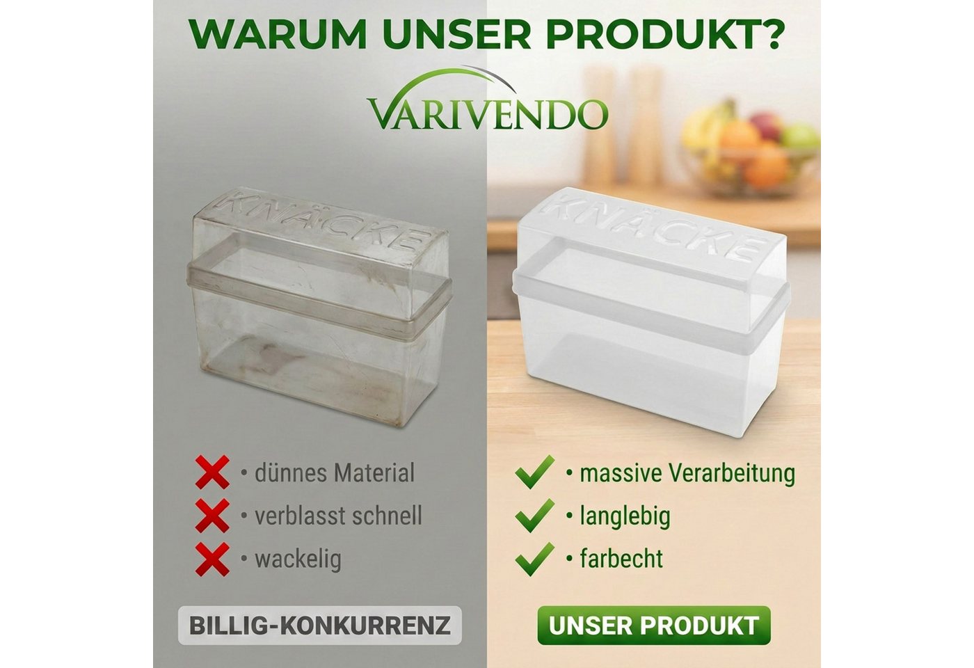 varivendo Brotkasten Knäckebrot-Box, Kunststoff, (Stück, 1-tlg., Knäckebrotbox), Knäckebrot Brotdose Aufbewahrungsbox – Bild 4 von 5