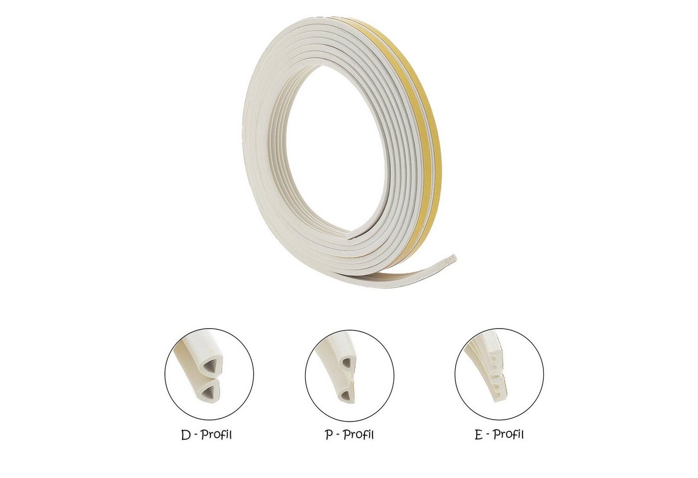 varivendo Dichtungsband Dichtungsband E-Profil weiß 2x3m, (Rolle, 1-St., Gummidichtung), abdichtungsband luftdicht fensterdicht türdicht scheibendichtung – Bild 4 von 5