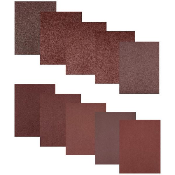 varivendo Schleifpapier 10er Set Schleifpapier Aluminiumoxid C-Papier gemischte Körnung Rot, (Set, 10 St., Schleifpapier), Schleifbogen Schleifstreifen Schmirge