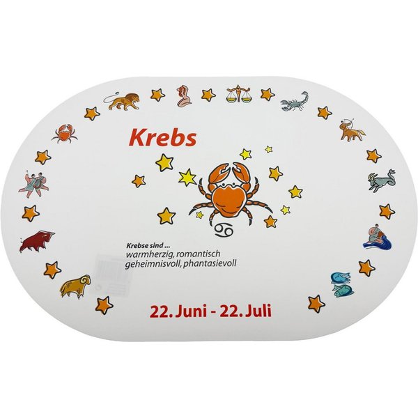 varivendo Tischdecke Platzmatte Sternzeichen Krebs Weiß 1 Stück (Stück 1-tlg, Platzmatte), Tischset Unterlage Dekoration Essmatte Sternzeichenmotiv
