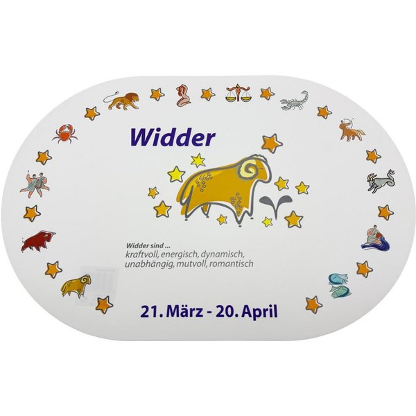 varivendo Tischdecke Platzmatte Widder Sternzeichen Schwarz 1 Stück Tischdeko Unterlage (Stück 1-tlg, Platzmatte), Tischset Unterlage Dekoration Essmatte Sternz