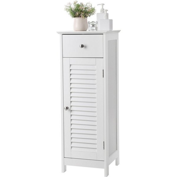 VASAGLE Badkommode Badezimmerschrank, schmal, mit Schublade, Lamellentür, Aufbewahrungsschrank, kleiner Schrank, 32 x 30 x 87 cm