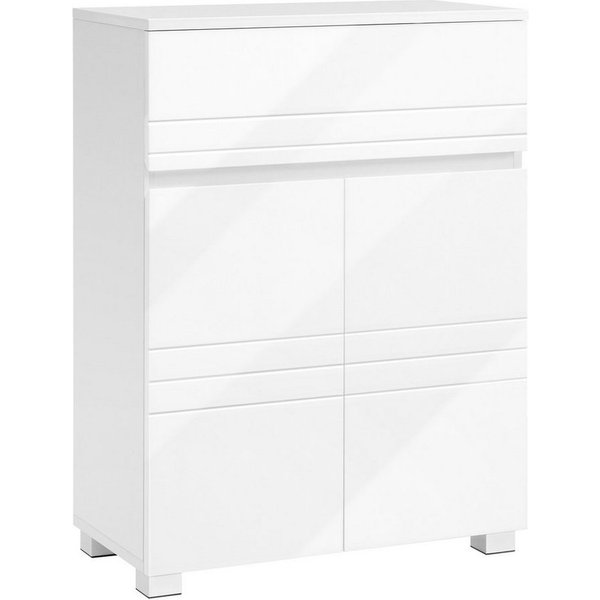 VASAGLE Badkommode Badezimmerschrank, Sideboard, Badschrank, mit Doppeltür, Schublade, verstellbare Regalebene, 60 x 30 x 80 cm