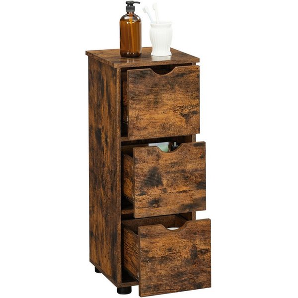 VASAGLE Badkommode Badezimmerschrank, für Badezimmer, Wohnzimmer, Esszimmer, Küche, Badschrank, Beistellschrank, mit 3 Schubladen, 30 x 30 x 80 cm
