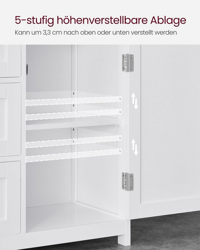 VASAGLE Badkommode Badezimmerschrank Badschrank Beistellschrank, mit 1 Tür, mit 3 Schubladen, verstellbare Ablage – Bild 4 von 5
