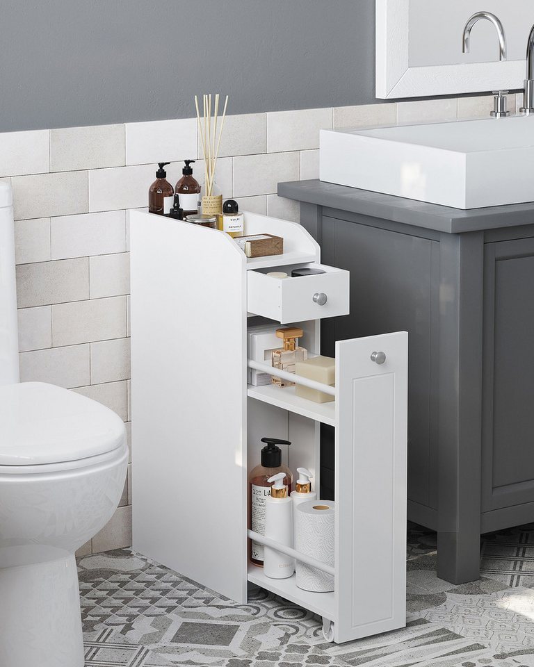 VASAGLE Badkommode Badezimmerschrank Badschrank mit Schubladen, klein, schmal, für Toilettenpapier, stehend, Kleiner Schrank – Bild 3 von 5