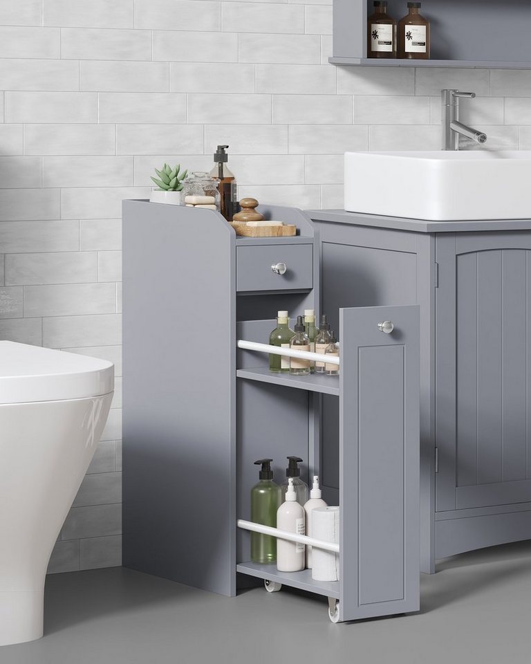 VASAGLE Badkommode Badezimmerschrank Badschrank mit Schubladen, klein, schmal, für Toilettenpapier, stehend, kleiner Schrank – Bild 3 von 5