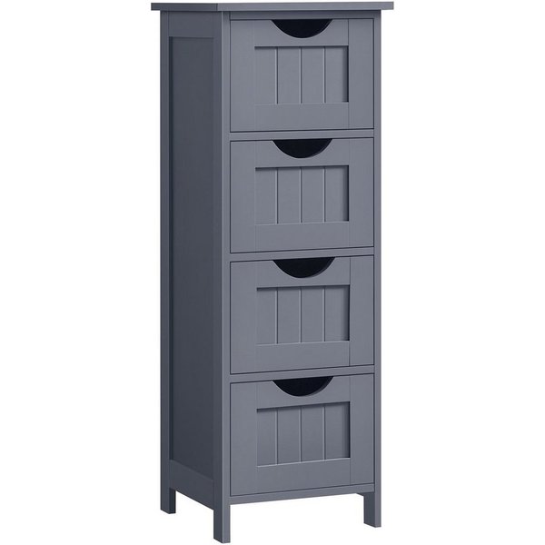 VASAGLE Badkommode Badezimmerschrank Badschrank mit 4 Schubladen, 30 x 30 x 82 cm, für Badezimmer, Wohnzimmer, modern, Beistellschrank