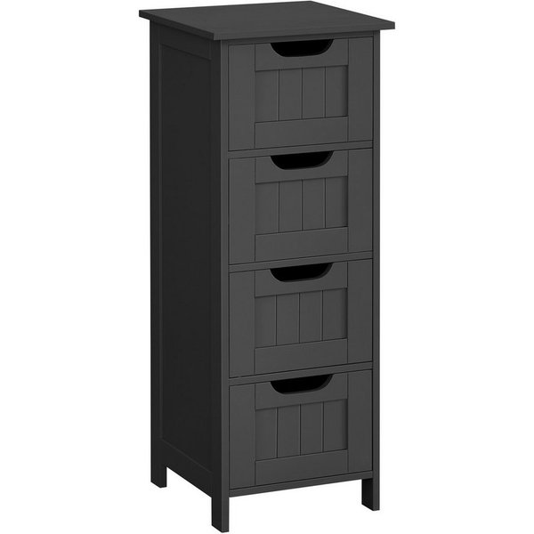 VASAGLE Badkommode Badezimmerschrank Badschrank mit 4 Schubladen, 30 x 30 x 82 cm, für Badezimmer, Wohnzimmer, modern, Beistellschrank