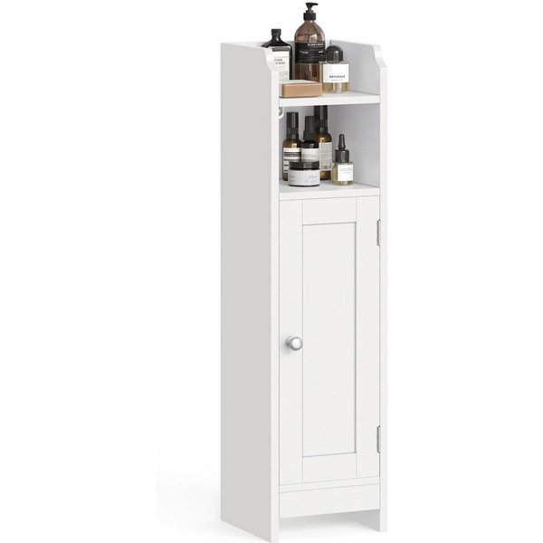 VASAGLE Badkommode Badezimmerschrank Badschrank schmal, stehend, verstellbare Ablagen,20 x 18 x 80 cm,klein,stehend,mit Tür und Regal