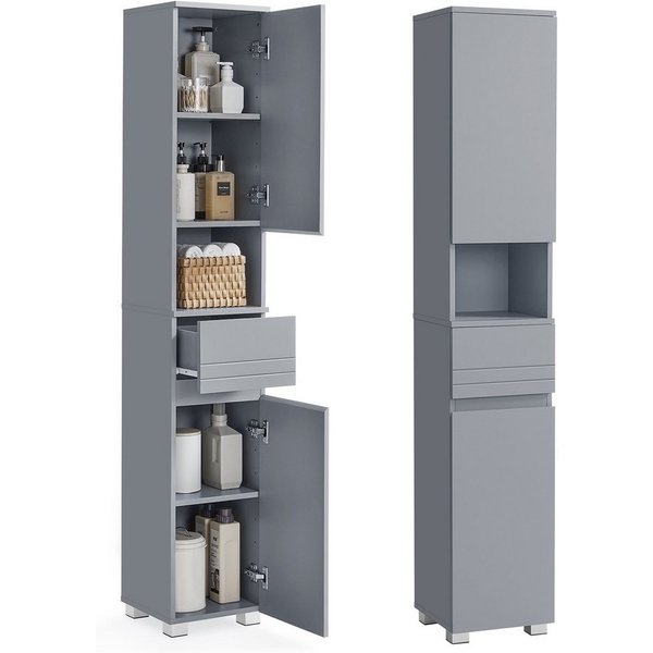 VASAGLE Badkommode Badezimmerschrank Badschrank verstellbare Ablagen, 30 x 30 x 170 cm, mit Einer Schublade, mystisches, Badezimmermöbel