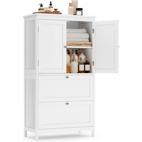 VASAGLE Badkommode Badezimmerschrank Badschrank verstellbare Ablage, mit 2 Türen und 2 Schubladen, 30 x 60 x 110 cm, Küchenschrank
