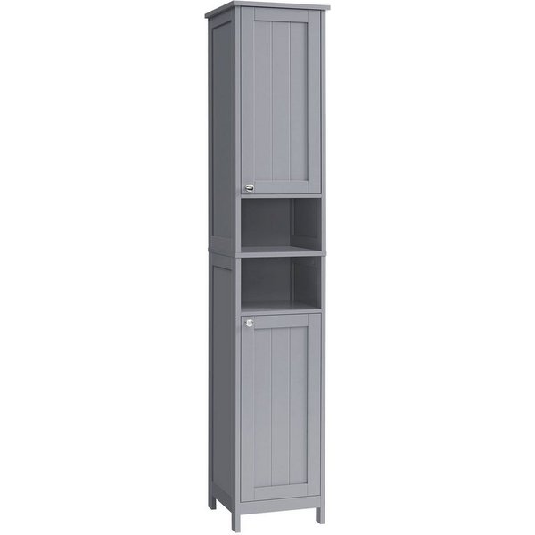 VASAGLE Badkommode Badezimmerschrank schlanker Badschrank mit Beleuchtung, 30 cm breit, mit verstellbaren Ablagen, modern, hoch, für kleine Räume