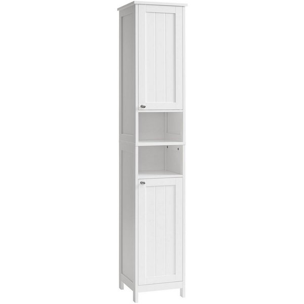 VASAGLE Badkommode Badezimmerschrank schlanker Badschrank mit Beleuchtung, 30 cm breit, mit verstellbaren Ablagen, modern, hoch, für kleine Räume