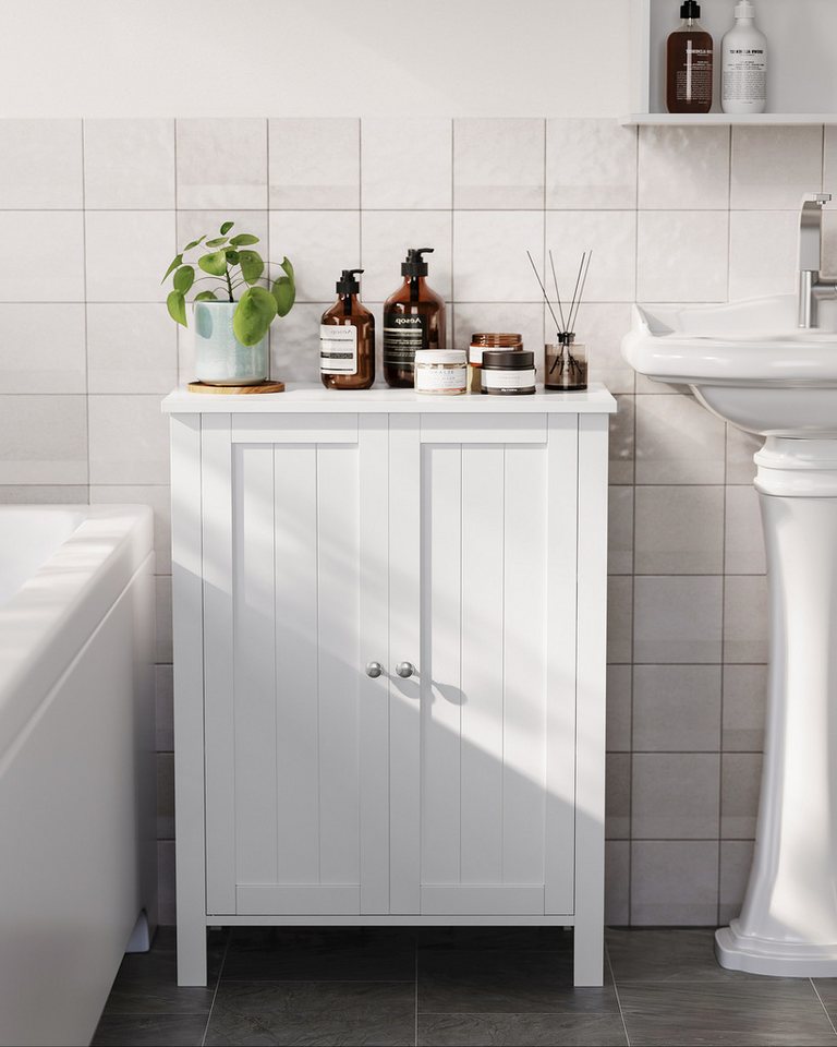 VASAGLE Badkommode Badezimmerschrank, Freistehender Badschrank, Aufbewahrungsschrank, mit 2 Türen, mit 2 verstellbaren Regalebenen, 30 x 60 x 80 cm – Bild 2 von 5
