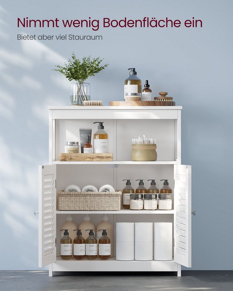 VASAGLE Badkommode Freistehender Badschrank, Aufbewahrungsschrank, Badezimmerschrank, mit 2 Türen, mit 2 verstellbaren Regalebenen – Bild 4 von 5