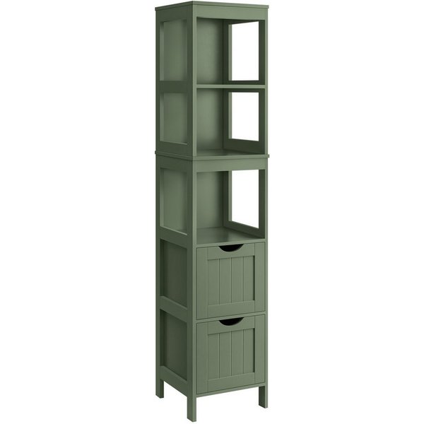 VASAGLE Badkommode Hochschrank Badezimmerschrank, 2 Schubladen, 30 x 30 x 141,5 cm, für Badezimmer, Wohnzimmer, freistehend, modern