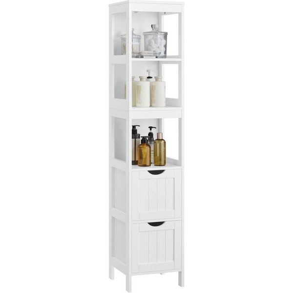 VASAGLE Badkommode Hochschrank Badezimmerschrank, 2 Schubladen, 30 x 30 x 141,5 cm, Badezimmer, schmal, stehend, Badschrank
