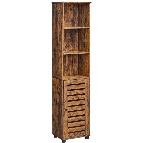 VASAGLE Badkommode Hochschrank fürs Badezimmer, Hoher Badezimmerschrank, Badregal stehend, mit 3 offenen Fächern, mit 2 verstellbaren Einlegeböden