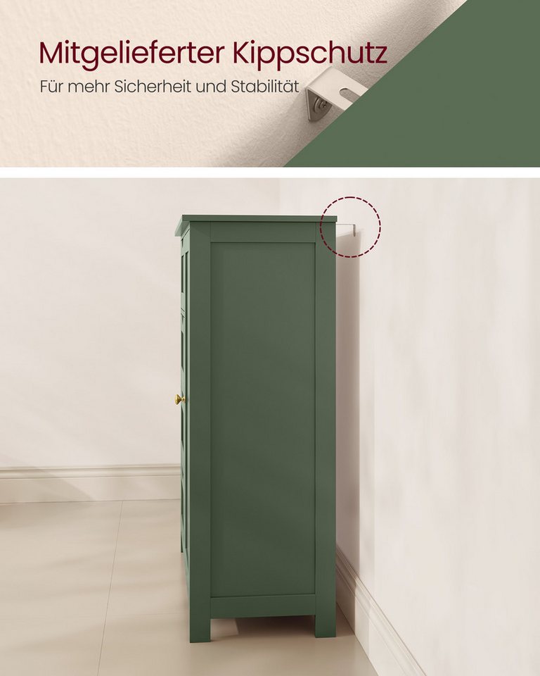 VASAGLE Badmöbel-Set Badezimmerschrank Badschrank Beistellschrank,verstellbare Ablage, mit 4 Schubladen, Schranktür, 30 x 55 x 82 cm, Kommode – Bild 5 von 5