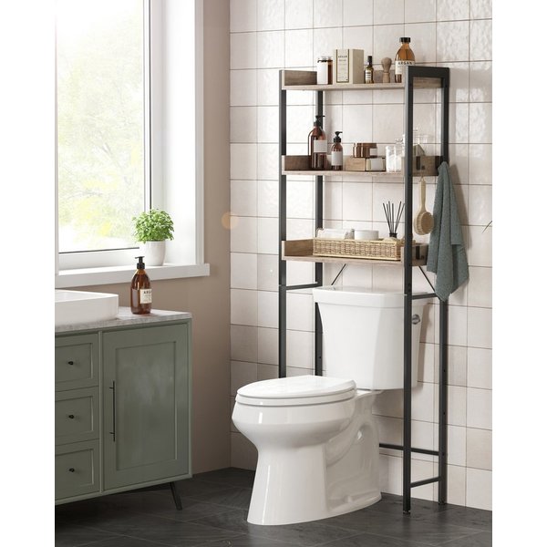 VASAGLE Badregal Toilettenregal, Waschmaschinenregal,Badezimmerregal, 3 offenen Ablagen