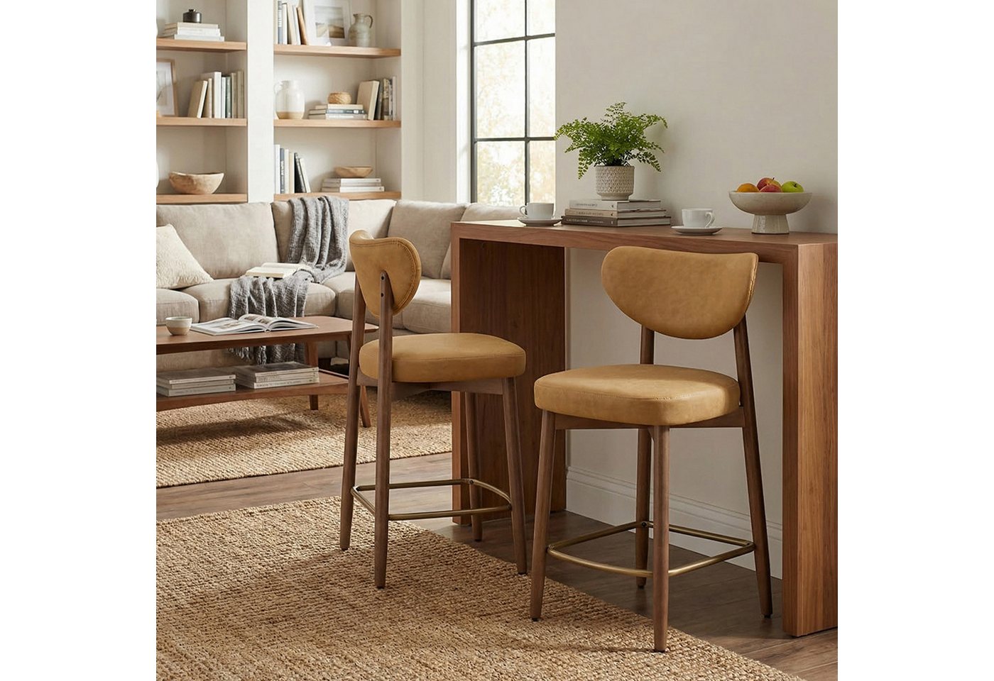 VASAGLE Barhocker Barhocker 2/4er Set Tresenhocker (2 St., 2er), 50 x 51,5 x 95,5 cm, für Kücheninsel und Esszimmer, mit Rückenlehne – Bild 3 von 5
