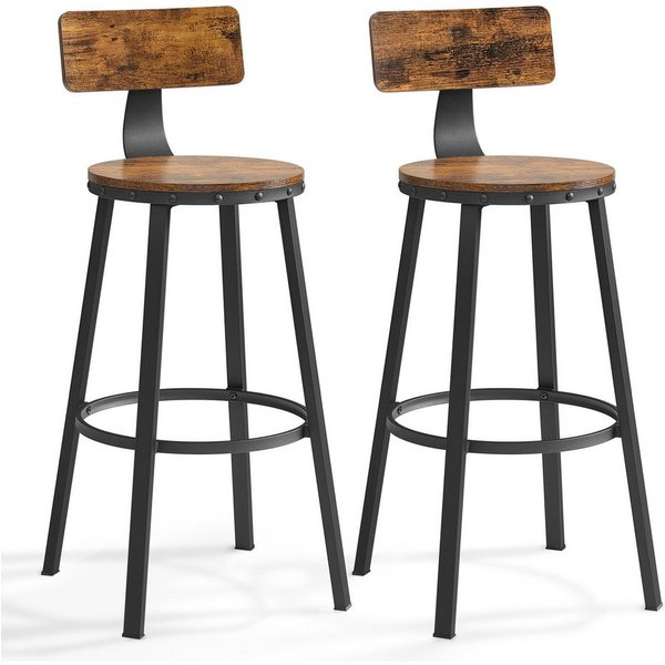 VASAGLE Barhocker 2er Set Barstühle (Set, 2 St), Sitzhöhe 62,5 cm, einfache Montage, Industrie-Design, Küchenstühle