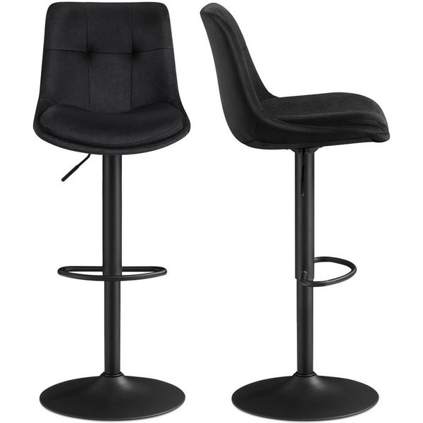 VASAGLE Barhocker Barstühle höhenverstellbar (Set, 2 St), Esszimmer, Samtbezug, mit Rückenlehne und Fußstütze, Theke