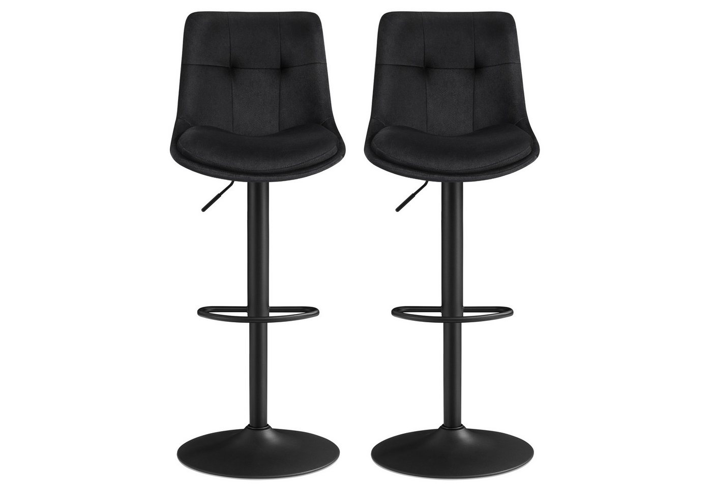 VASAGLE Barhocker Barstühle höhenverstellbar (Set, 2 St), Esszimmer, Samtbezug, mit Rückenlehne und Fußstütze, Theke – Bild 2 von 5