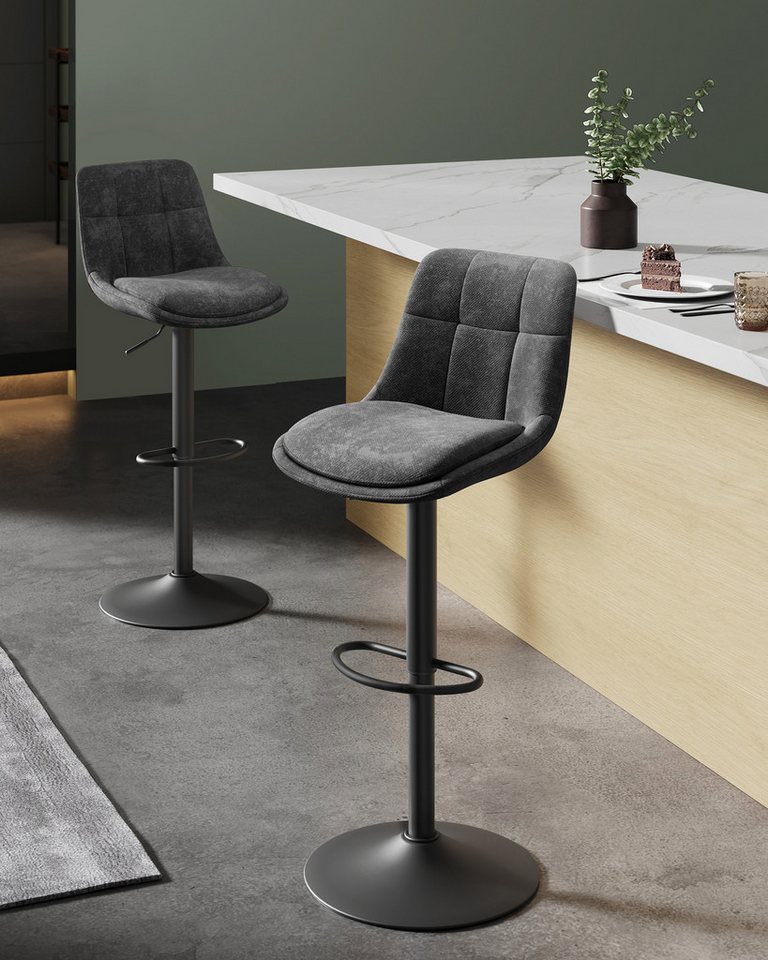VASAGLE Barhocker Barstühle höhenverstellbar (Set, 2 St), Esszimmer, mit Rückenlehne und Fußstütze, drehbare Küchenhocker, Theke – Bild 2 von 5