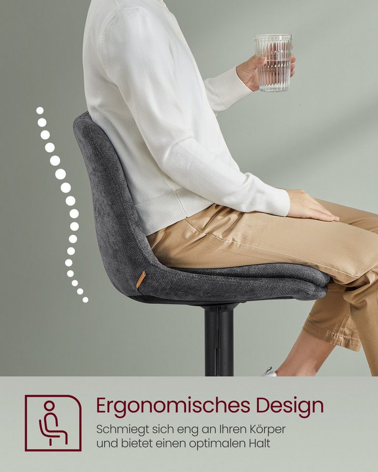VASAGLE Barhocker Barstühle höhenverstellbar (Set, 2 St), Esszimmer, mit Rückenlehne und Fußstütze, drehbare Küchenhocker, Theke – Bild 4 von 5