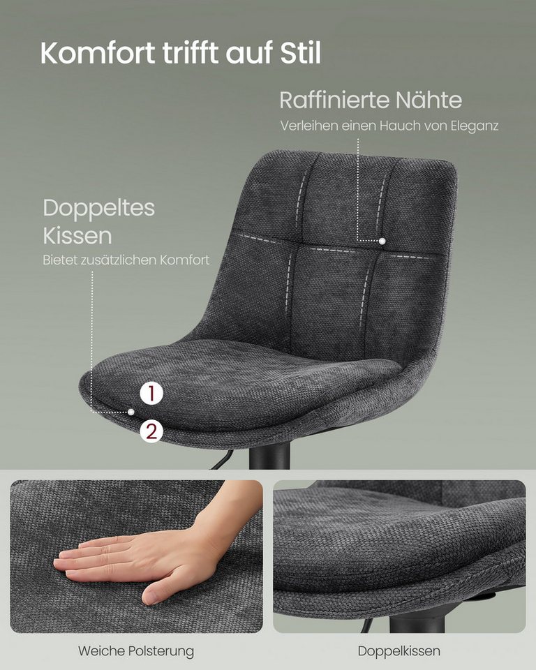 VASAGLE Barhocker Barstühle höhenverstellbar (Set, 2 St), Esszimmer, mit Rückenlehne und Fußstütze, drehbare Küchenhocker, Theke – Bild 5 von 5