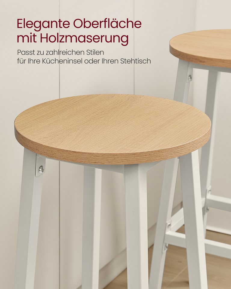 VASAGLE Barhocker Barstühle (Set, 2 St), Barhocker, 2er Set, Barstühle, 65cm/74cm – Bild 3 von 5