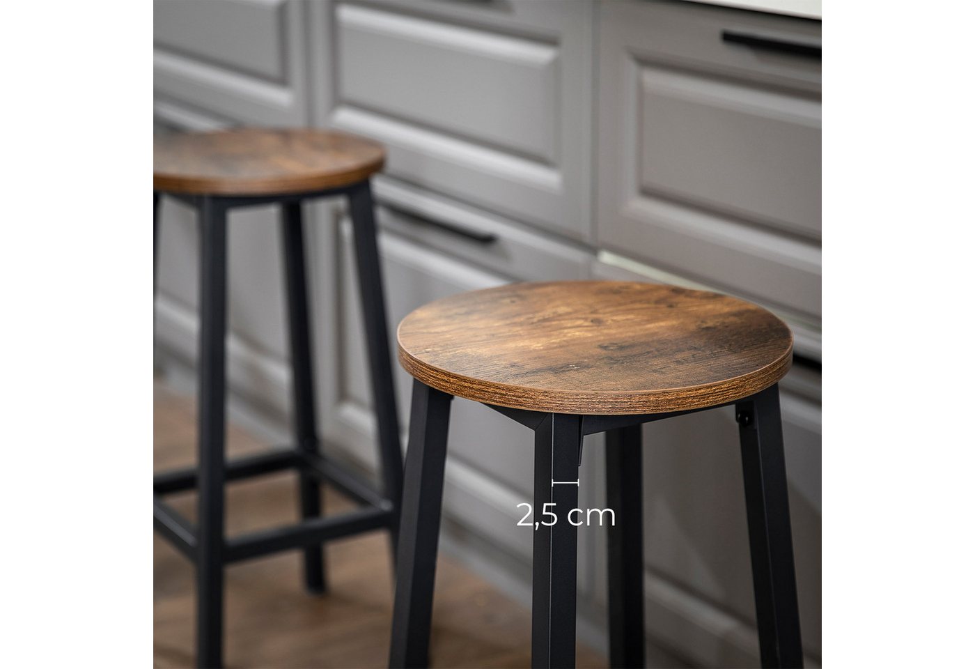 VASAGLE Barhocker Barstühle (Set, 4 St., 4er), Barhocker, 2er Set, Barstühle, 65cm/74cm – Bild 4 von 5
