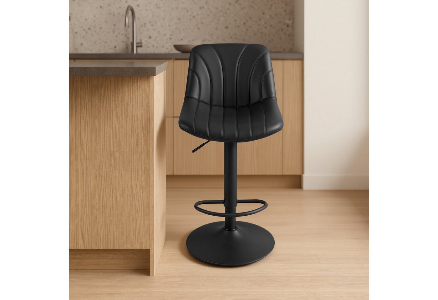 VASAGLE Barhocker Barstuhl, Küchenhocker, höhenverstellbar, um 360° drehbar (4 St., 4er Set), 46,5 x 43 x (88-108) cm (T x B x H), für Esszimmer, Küche – Bild 5 von 5