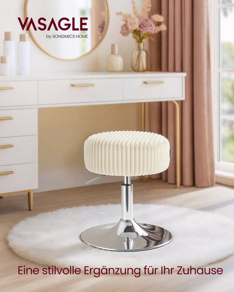 VASAGLE Barhocker Schminkhocker Schminkstuhl höhenverstellbar, 1/2er Set (1 St), für Schlafzimmer, Küche, 360° drehbar, dicke Polsterung, modern, Cord – Bild 2 von 5