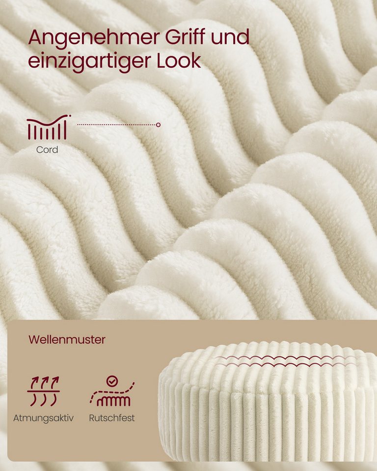 VASAGLE Barhocker Schminkhocker Schminkstuhl höhenverstellbar, 1/2er Set (1 St), für Schlafzimmer, Küche, 360° drehbar, dicke Polsterung, modern, Cord – Bild 5 von 5