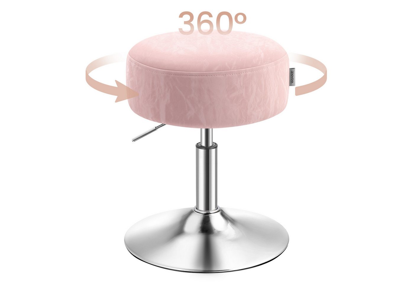 VASAGLE Barhocker Schminkhocker Schminkstuhl höhenverstellbar, 1/2er Set (1 St), für Schlafzimmer, Küche, 360° drehbar, dicke Polsterung, modern – Bild 3 von 5