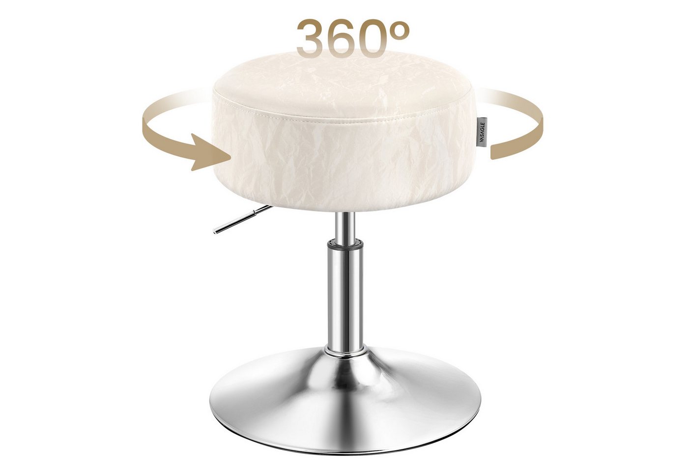 VASAGLE Barhocker Schminkhocker Schminkstuhl höhenverstellbar, 1/2er Set (1 St), für Schlafzimmer, Küche, 360° drehbar, dicke Polsterung, modern – Bild 3 von 5