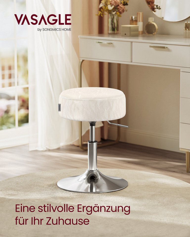VASAGLE Barhocker Schminkhocker Schminkstuhl höhenverstellbar, 1/2er Set (1 St), für Schlafzimmer, Küche, 360° drehbar, dicke Polsterung, modern – Bild 4 von 5