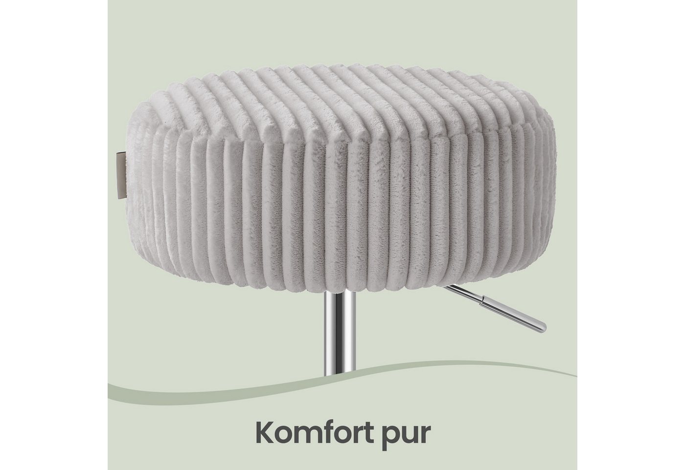 VASAGLE Barhocker Schminkhocker Schminkstuhl höhenverstellbar, 1/2er Set (1 St), für Schlafzimmer, Küche, 360° drehbar, dicke Polsterung, modern, Cord – Bild 4 von 5