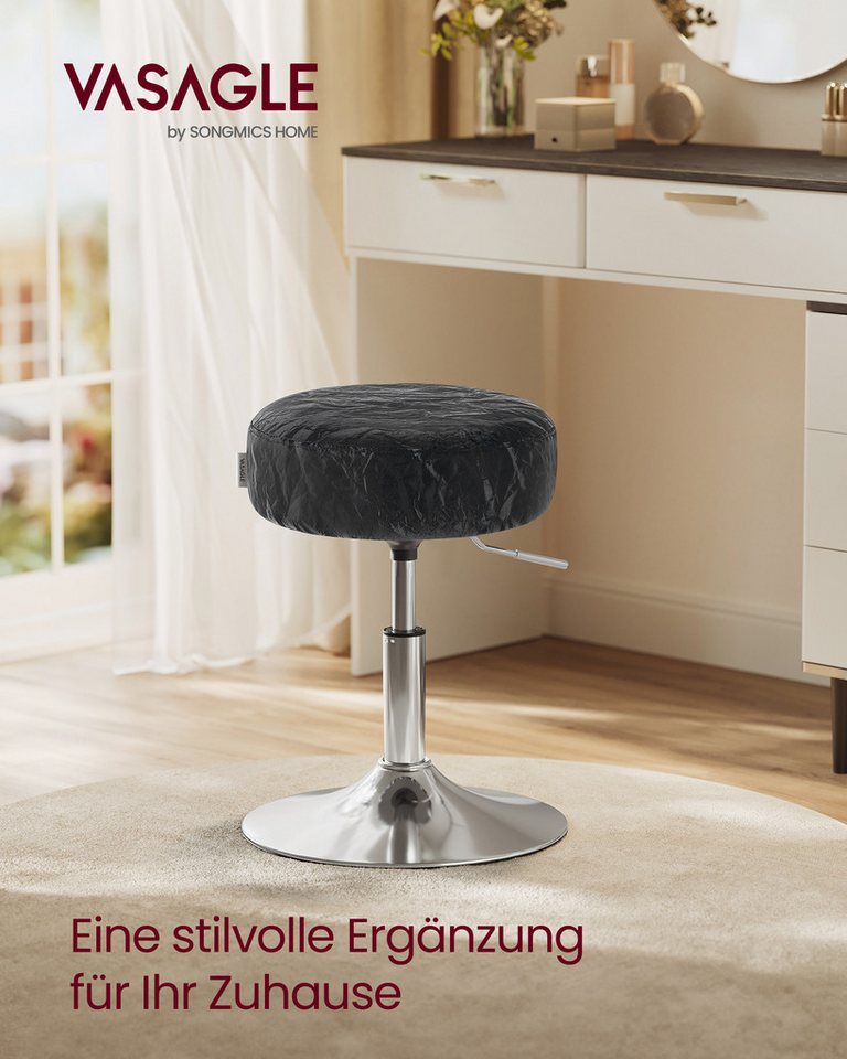 VASAGLE Barhocker Schminkhocker Schminkstuhl höhenverstellbar, 1/2er Set (2 St), für Schlafzimmer, Küche, 360° drehbar, dicke Polsterung, modern – Bild 4 von 5
