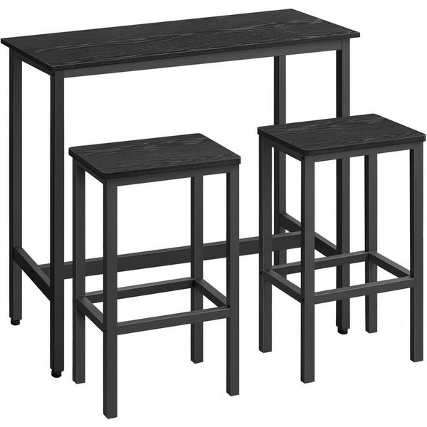 VASAGLE Bartisch Essgruppe, Industrie-Design, mit Barhocker Set, mit 2 Stühlen, Stahlgestell