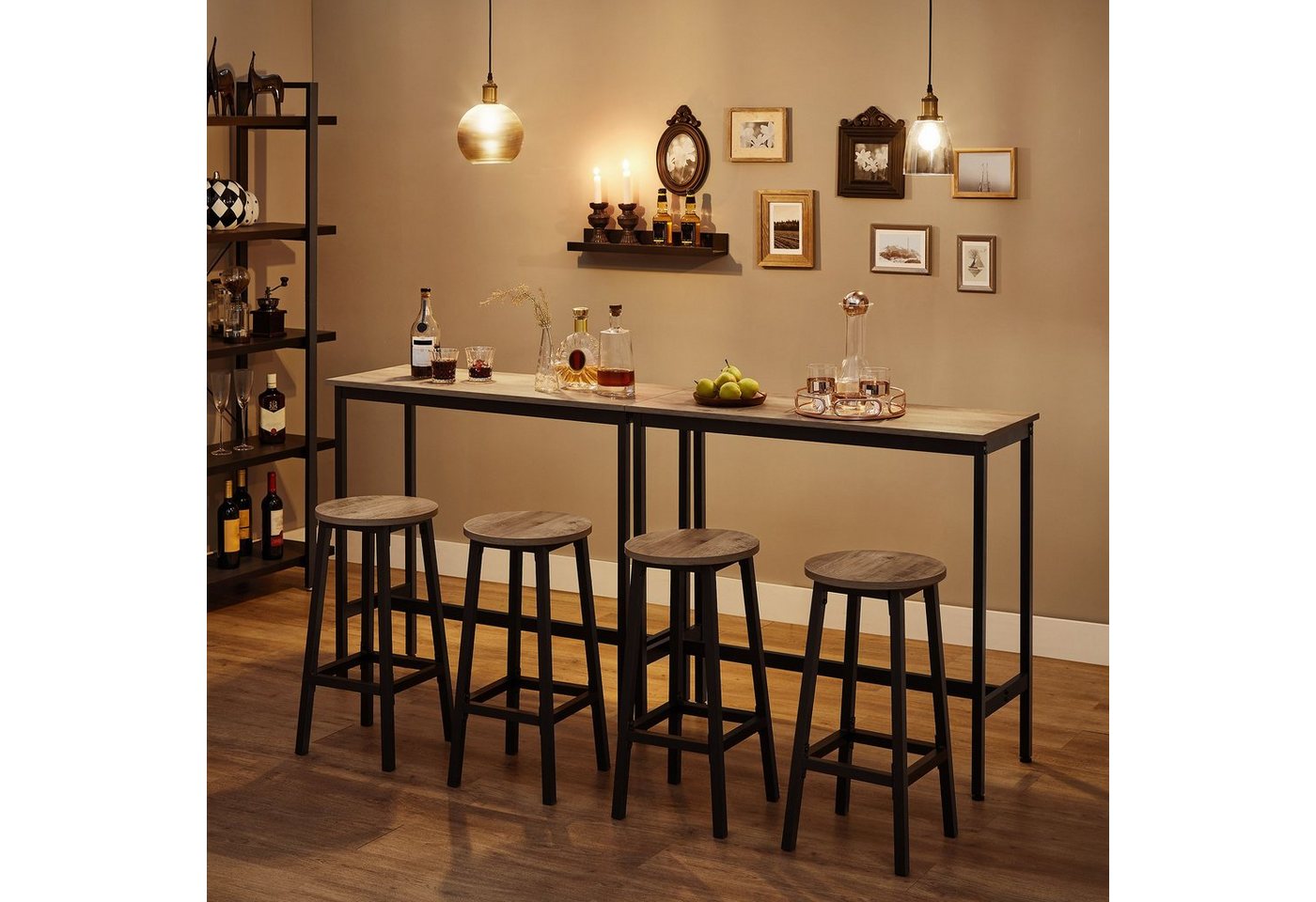 VASAGLE Bartisch Küchentisch, Küchentresen, rechteckiger Stehtisch, Metallgestell, 40 x 100 x 90 cm, einfacher Aufbau, Industrie-Design – Bild 3 von 5
