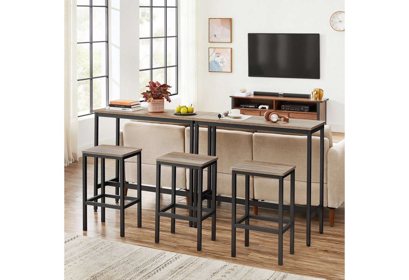 VASAGLE Bartisch Küchentisch, Küchentresen, rechteckiger Stehtisch, Metallgestell, 40 x 100 x 90 cm, einfacher Aufbau, Industrie-Design – Bild 4 von 5