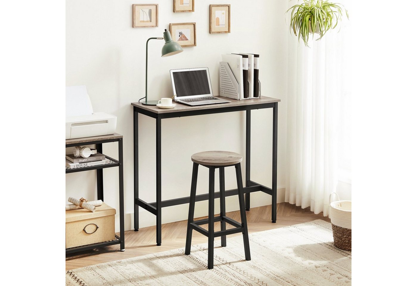 VASAGLE Bartisch Küchentisch, Küchentresen, rechteckiger Stehtisch, Metallgestell, 40 x 100 x 90 cm, einfacher Aufbau, Industrie-Design – Bild 5 von 5