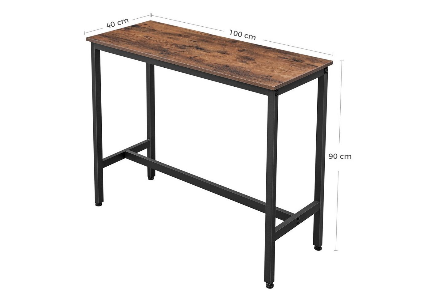 VASAGLE Bartisch Küchentisch, Küchentresen, rechteckiger Stehtisch, Metallgestell, 40 x 100 x 90 cm, einfacher Aufbau, Industrie-Design – Bild 2 von 5