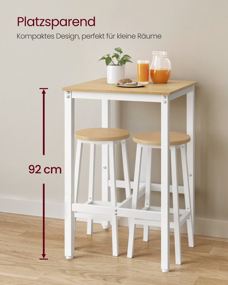 VASAGLE Bartisch Küchentisch,Stehtisch, 60 x 60 x 92 cm, für Küche, Wohnzimmer, einfache Montage, modern, hoch – Bild 3 von 5